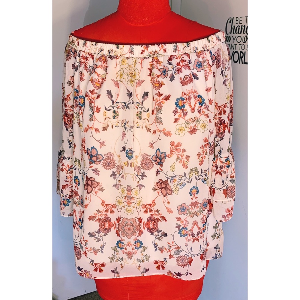 AGB Woman Flowy Plus Size High Low Fall Floral Top